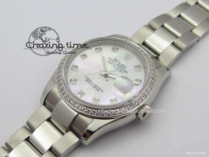 1223 Neat DateJust 36mm SS BP-Maker Best Edition Diamond Bezel White MOP Dial On SS Bracelet A2824 V 3842